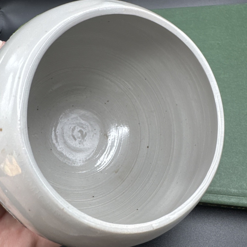 Studio Art Pottery Vase BF Gillen Incised Raised Black Green Abstract Design 5" - Picture 16 of 16